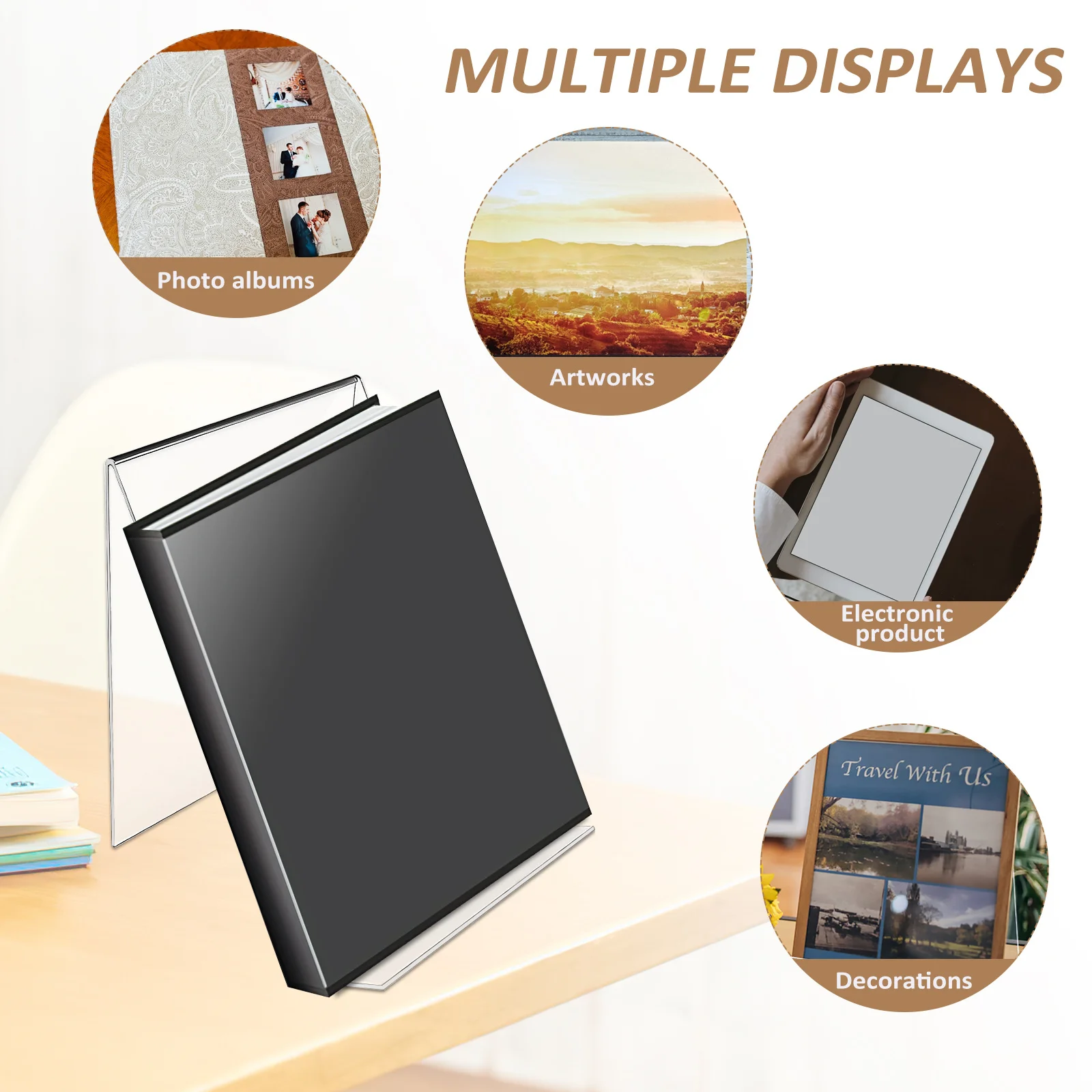 

8Pcs Clear Acrylic Book Stand Transparent Display Organizer Office File Rack Magazine Brochures Holder Desk Organizer