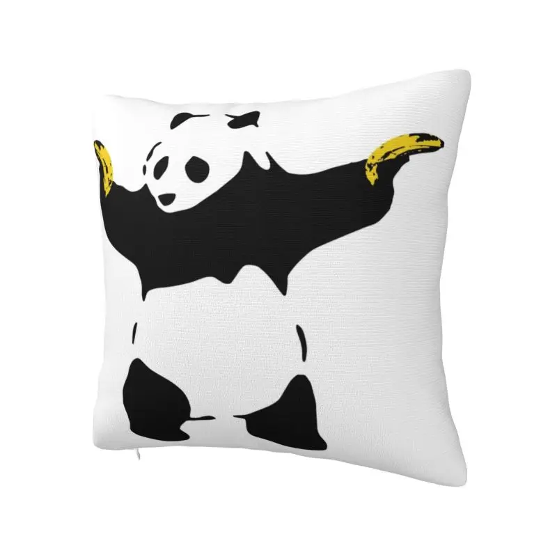 Bad Panda With Bananas Pillow Case 45x45cm Home Decoration Banksy Graffiti Street Art Modern Cushion Cover Velvet Pillowcase