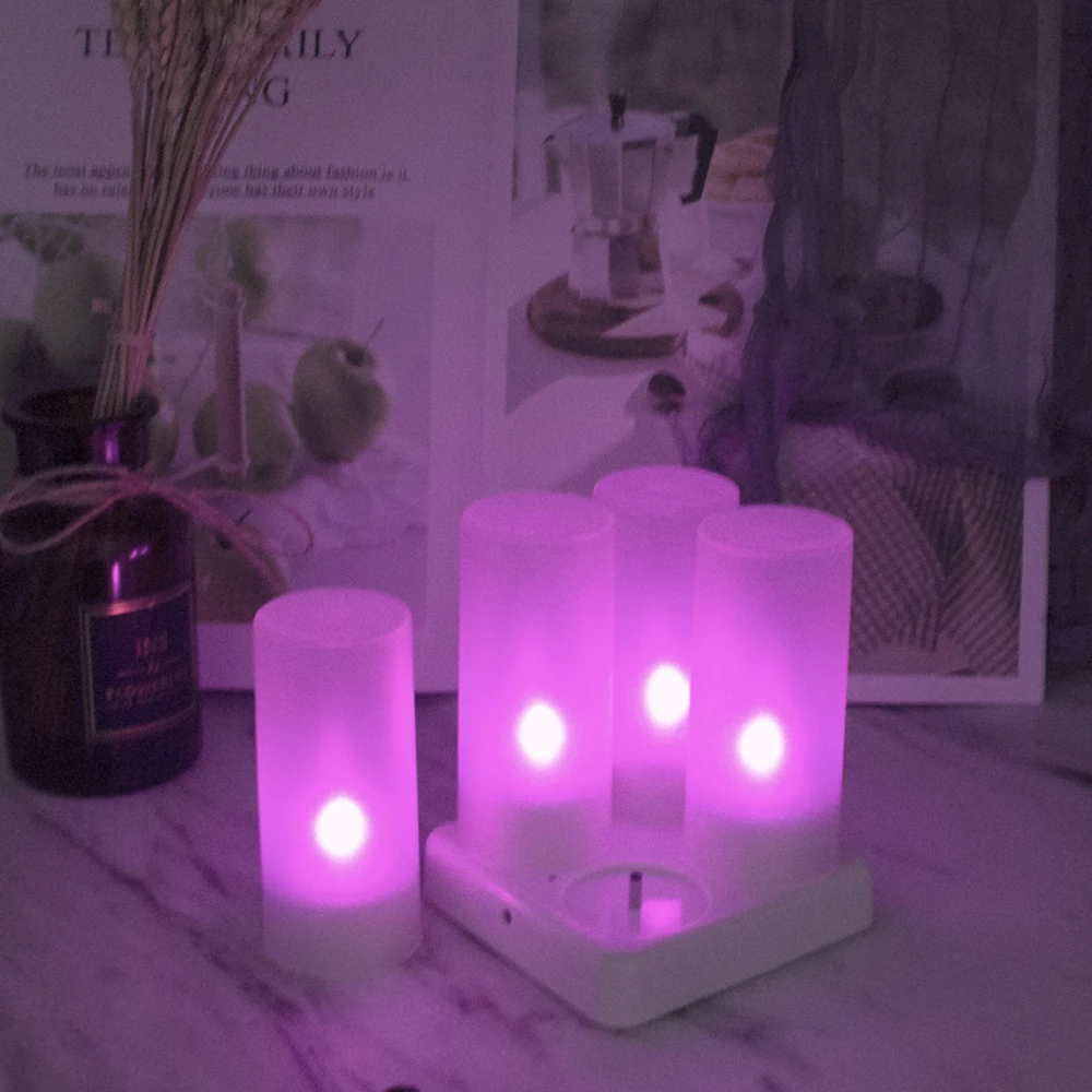Set of 4 Rechargeable LED Candle Lights Flickering Tea Candles for Weddings, Proposals, Birthdays and Home Decor,Festive Lighti