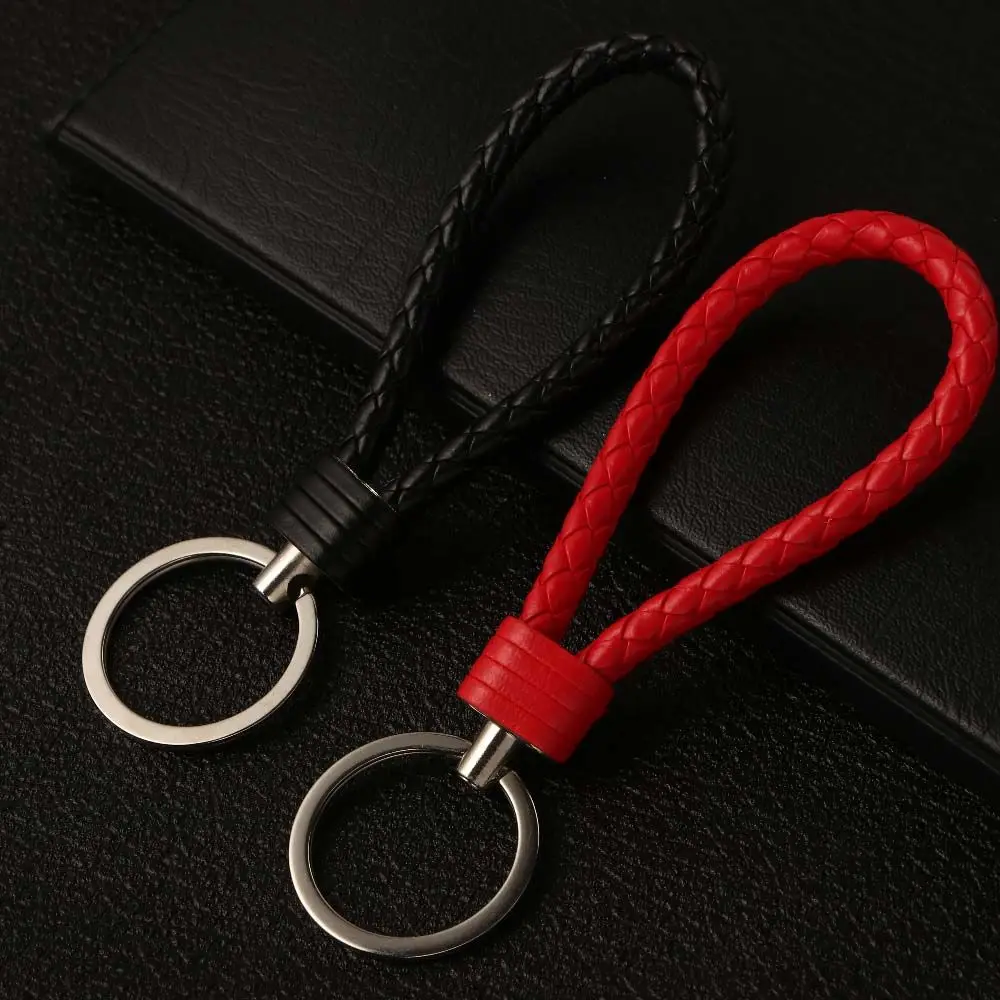 

Gift Leather Strap DIY Hand Woven Car Key Clip ​ Phone Number Keychain Lanyard Keyring Car Key Holder