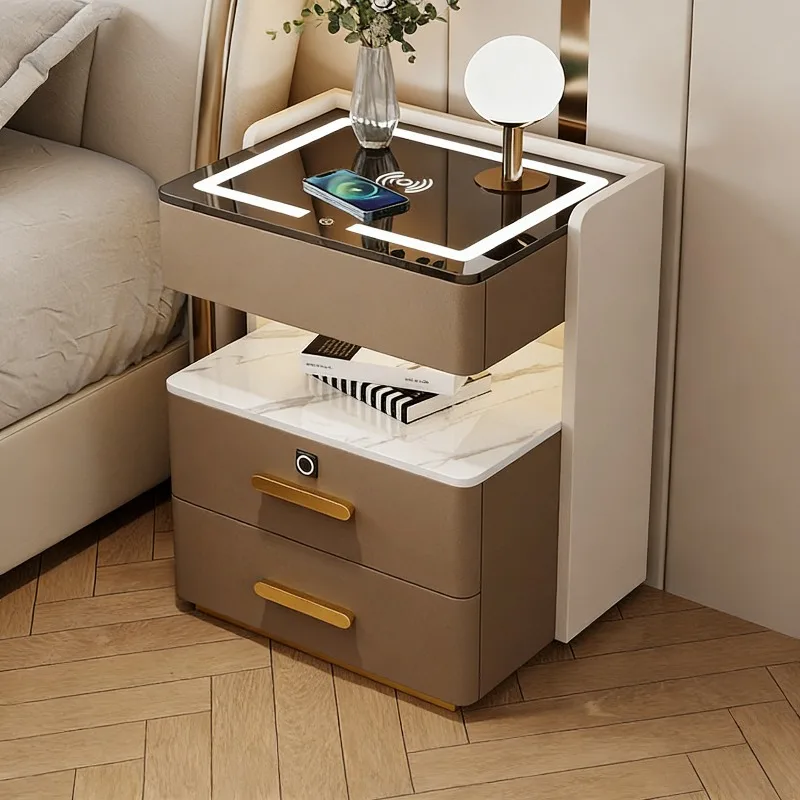 

Smart Bedside Table Rechargeable Storage Cabinet Simple Modern Light Luxury Multifunctional Bedroom