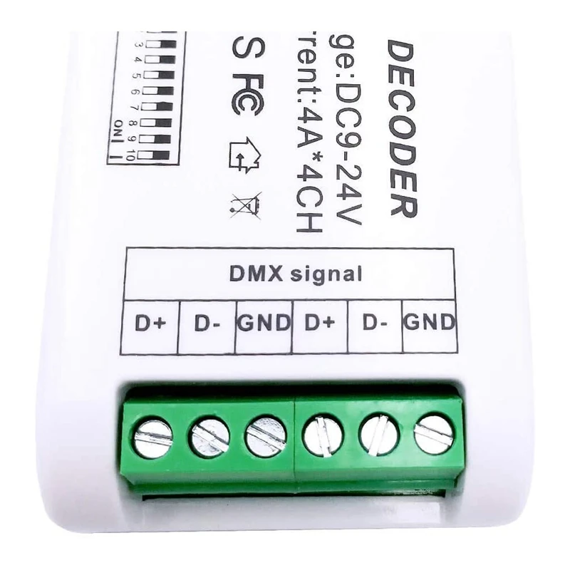 4X Mini 4 Channel DMX RGBW Decoder 16A RGB RGBW Strip Controller DMX 512 Dimmer Driver For LED Strip Lights DC9-24V