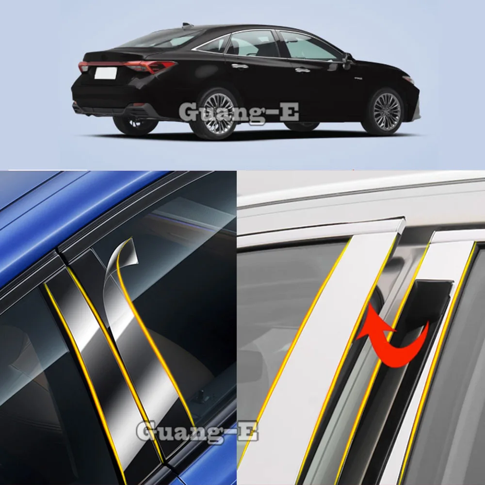 

Car TPU/Glossy Mirror Pillar Post Cover For Toyota Avalon XX50 2019 2020 2021 2022-2024 Door Trim Window Molding Sticker 6pcs