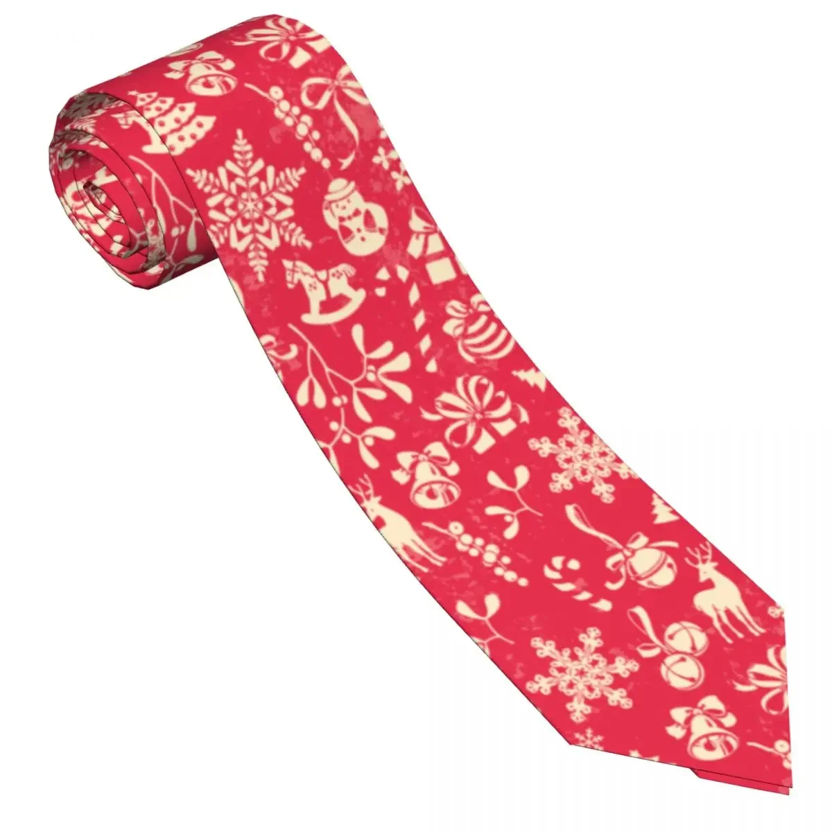 Classic Tie for Men Silk Mens Neckties  Wedding Party Business Adult Neck  Casual Red Christmas Elements 