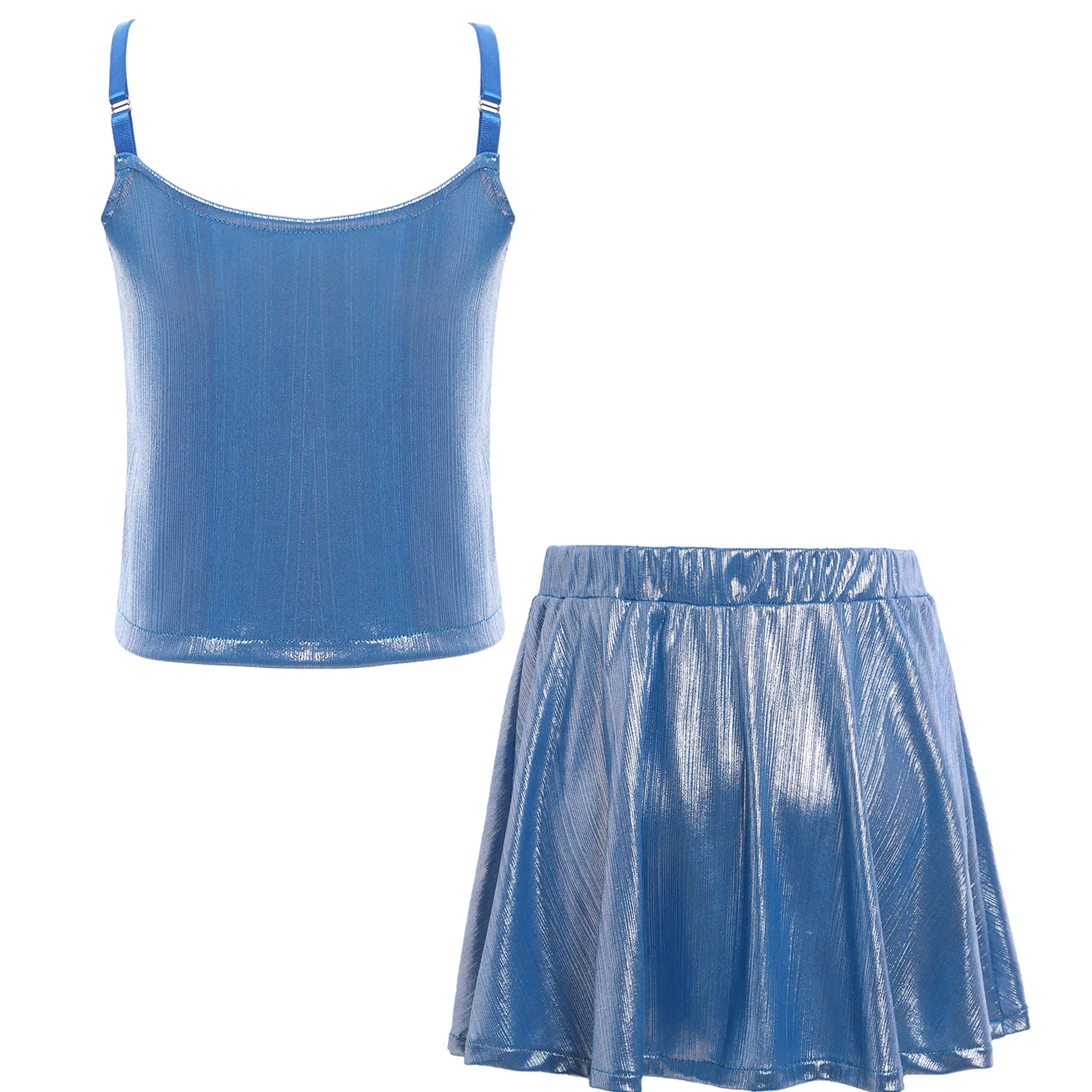 สาวชุดเต้นรําแจ๊สเด็กเวทีเต้นรํา Shimmery METALLIC Hip Hop ชุดสําหรับสาวโมเดิร์นบอลรูมเต้นรําเชียร์ลีดเดอร์เครื่องแต่งกาย