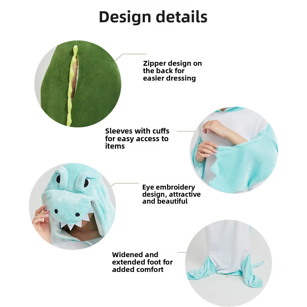 

New Cross-Border Crocodile Cartoon Animal S Bag Ultra Soft ex Couples Flannel Jumpsuit Spwear Long Sve Hooded