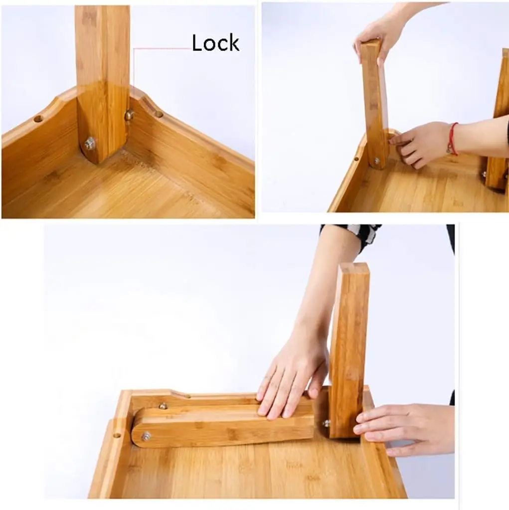 Mesa dobrável de bambu para computador, baixa, multifuncional, mesa de jantar, café