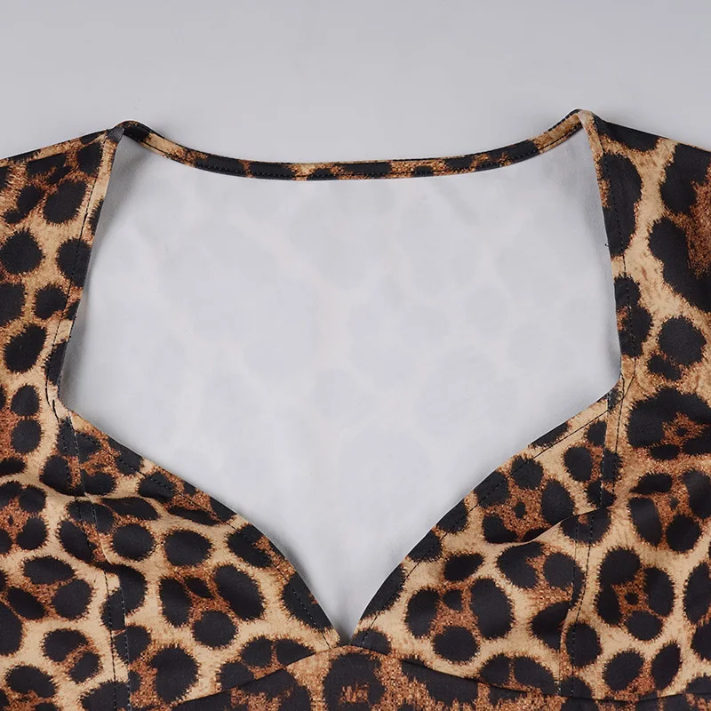 2026 New Leopard Print Long-sleeved Onesie Spice Girl Slim V-neck Waist Playsuit Jumpsuit Women