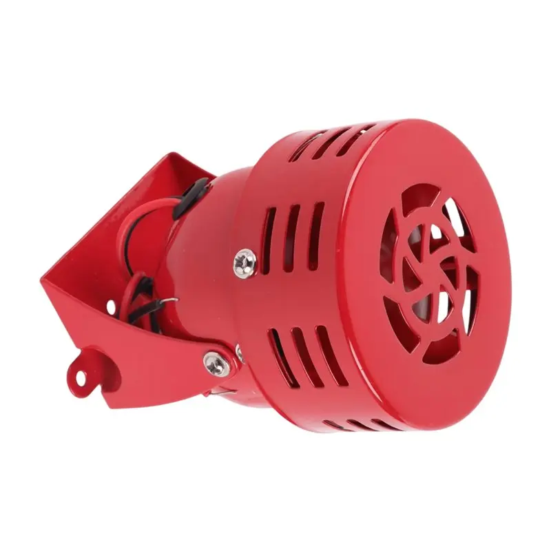 ABZZ-Red Mini Metal Motor Siren Industrial Alarm Sound Electrical Guard Against Theft 120Db MS-190 DC12V