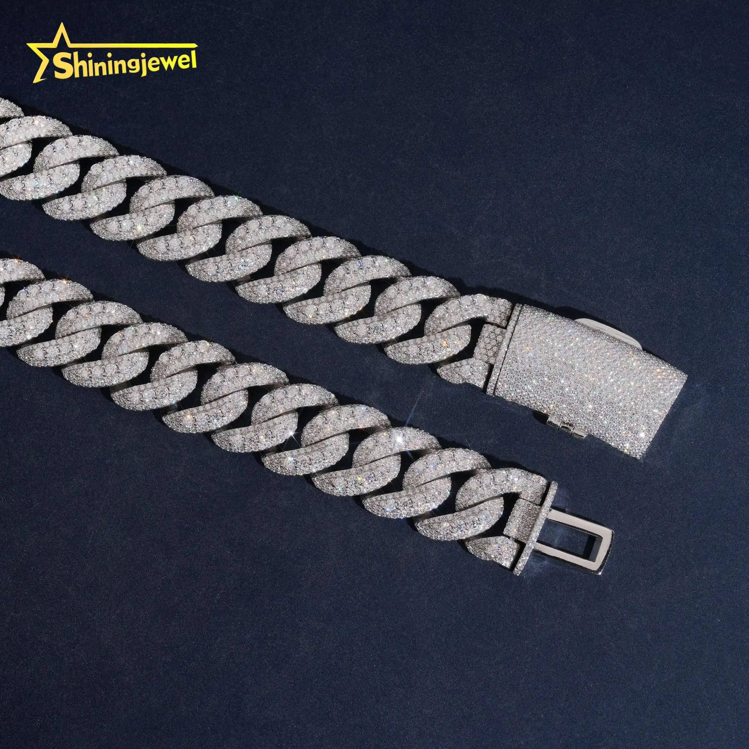 Chunky Chain 23mm Iced Out Cuban Link Chain Moissanite Cuban Bracelet Necklace Custom Hip Hop Diamond Cuban Link...