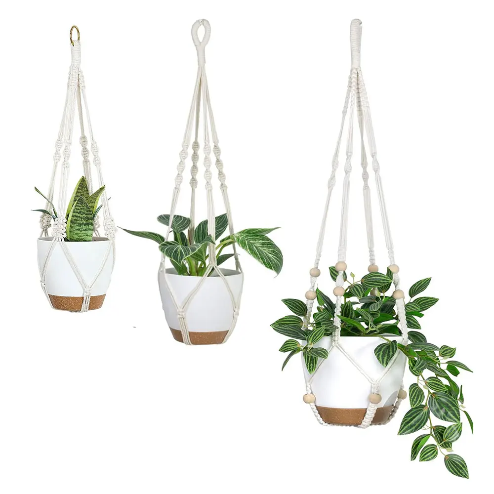Macrame Handmade Plant Hanger Baskets Flower Pots Holder Balcony Hanging  Decoration Knotted Lifting Rope Home Garden Supplies