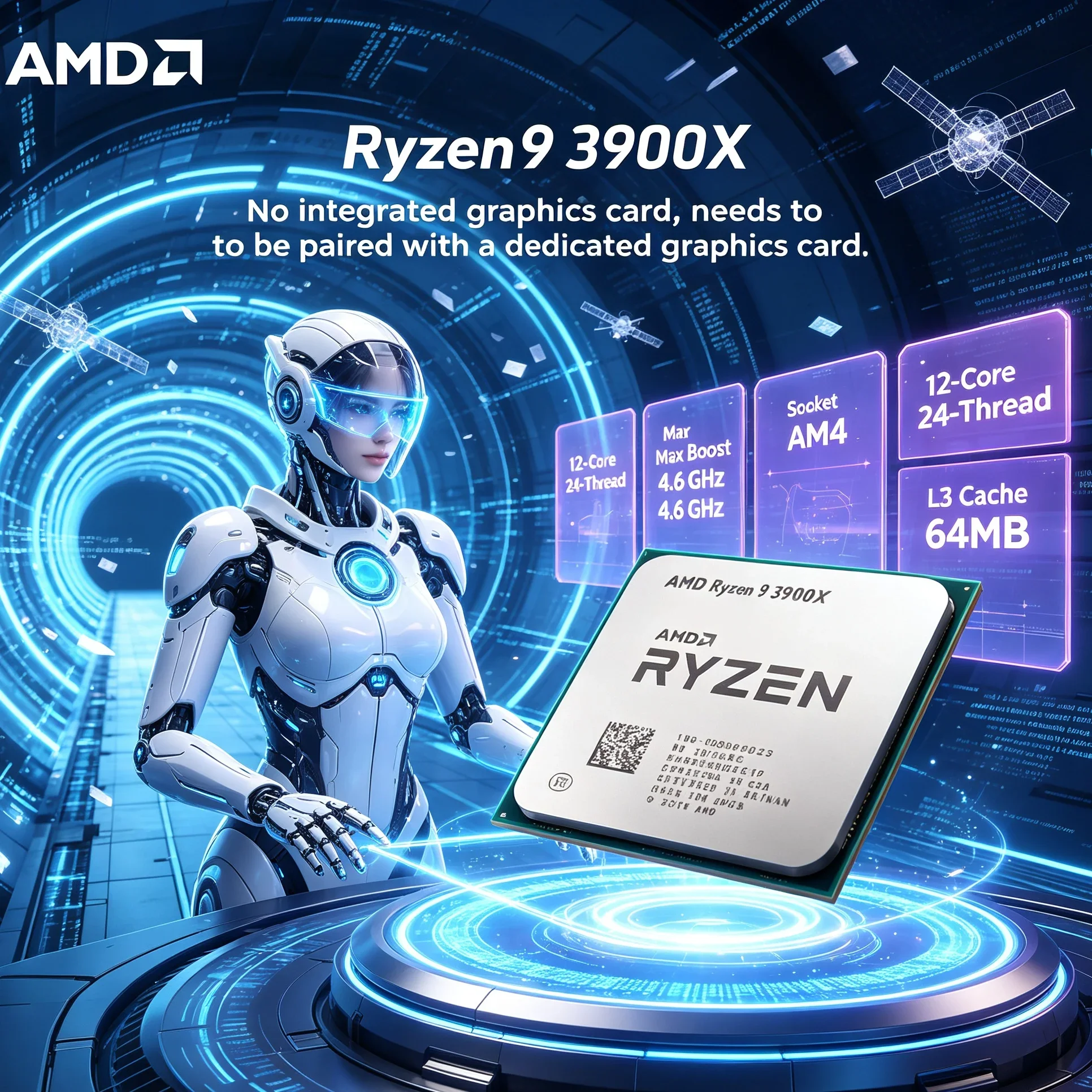 AMD CPU Ryzen 9 3900X 3.8GHz 12-Core 24-Thread High Performance CPU for PC Building 64MB Cache AM4 DDR4 Desktop Gaming Processor