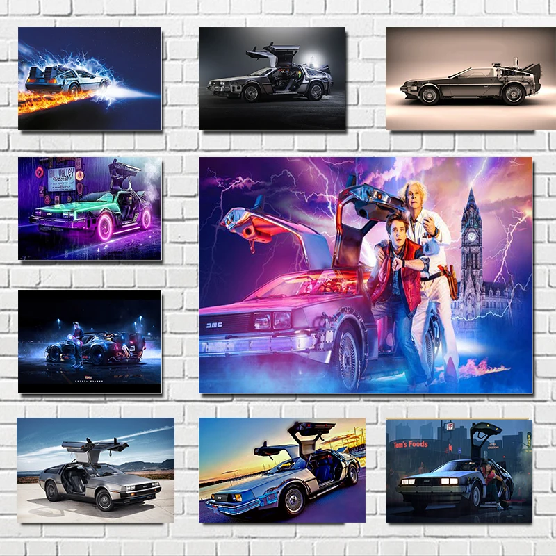 80s Back To The Future Car Movie Tv Show Print Art Canvas Poster For Living Room Decoration Home Wall Picture