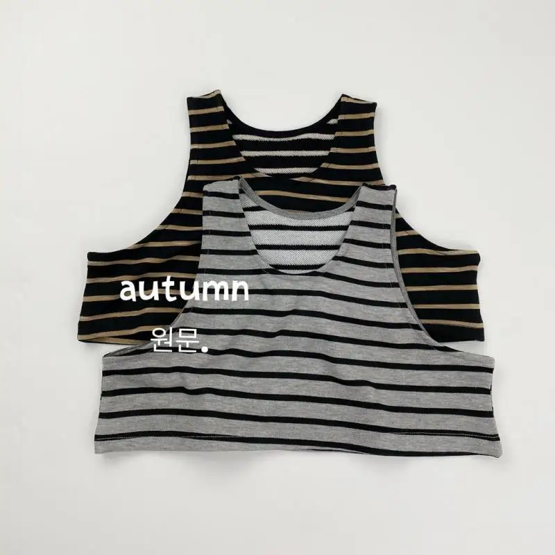

2025 Autumn New Children Casual Striped Vest Boys Girls Sleeveless Cardigan Fashion Baby Cotton Vest Kids Clothes