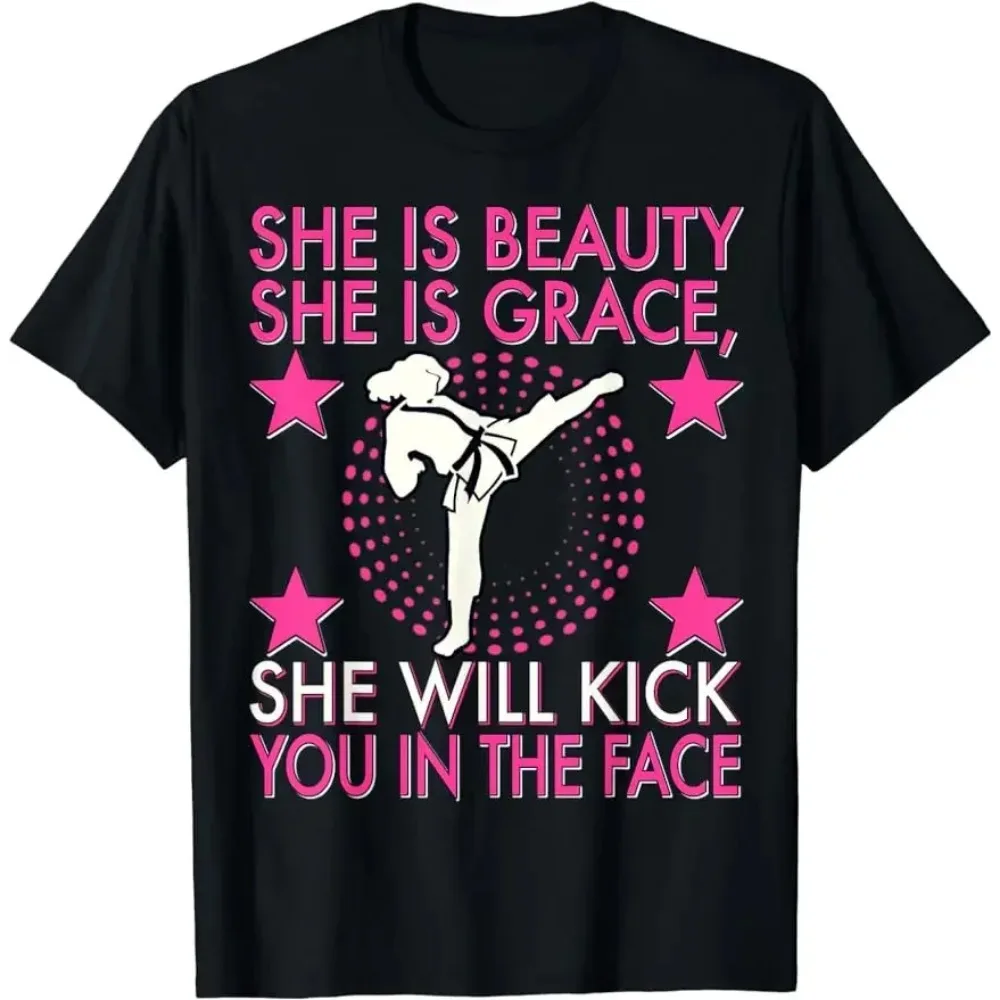 Stile Unissex Camicie Per Donna Uomo Classico Magliette A Maniche Corte Karate Taekwondo Ragazza Donna Karate Kick Camiseta