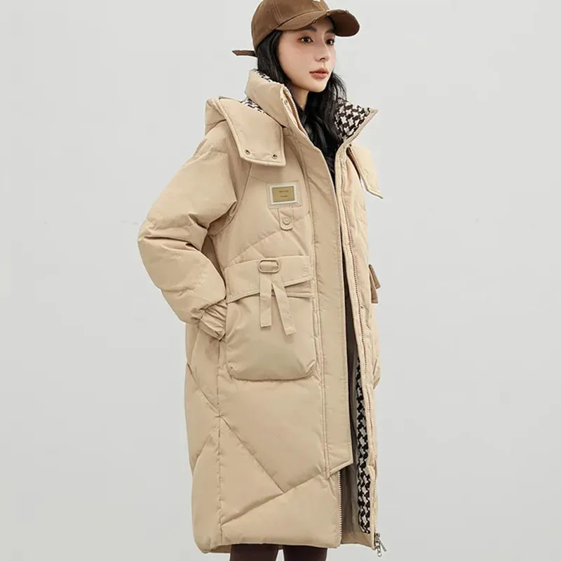 New Women's Down Cotton Jacket Winter Warm Coat Female Korean Thick Padded Jackets Casual Detachable Hooded Parker Overcoat 3XL