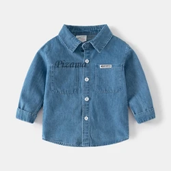 Full Sleeved Cotton Boys Jeans Shirts Kids Clothing Children's Blue Denim Long Shirts Spring Autumn Boys Tops for 2 to 7 Years