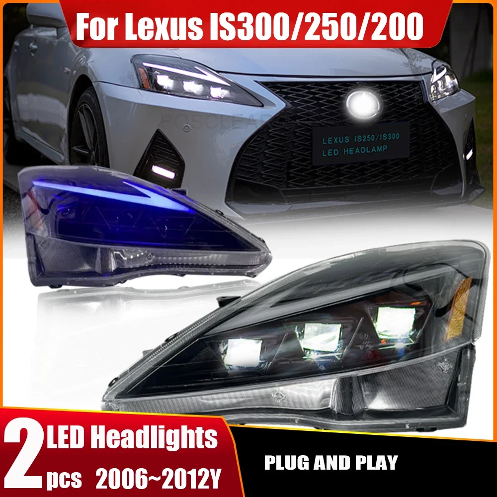 

Автоматическая фара в сборе для Lexus IS200 IS220 IS250 IS250C IS300H 2006-2012, автомобильная передняя лампа, светодиодная три линзы проектора, аксессуары