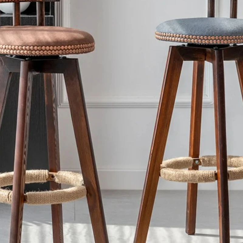 

American Retro Bar Chair Modern Rotating High Backrest Design Torque Dining Aesthetic Chair Owl Bar Stools Stainless Furniture