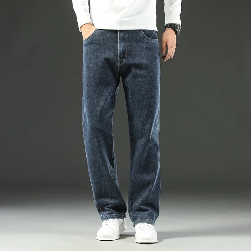 2026 New Spring and Autumn Men's Jeans, Loose, Comfortable, Straight, Business Casual, Versatile Wide-leg Business Trousers