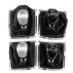Car Gear Shift Knob Collars for Ford Focus 2 MK2 2005 - 2011 Fiesta Kuga 2008-2012 5 6 Speed Leather Gaiter Boot Accessories