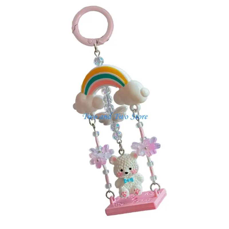 

HX6F Playful Rainbow Keychain Lightweight Accessory Stylish Bag Hanging Ornament Perfect Gift For Children