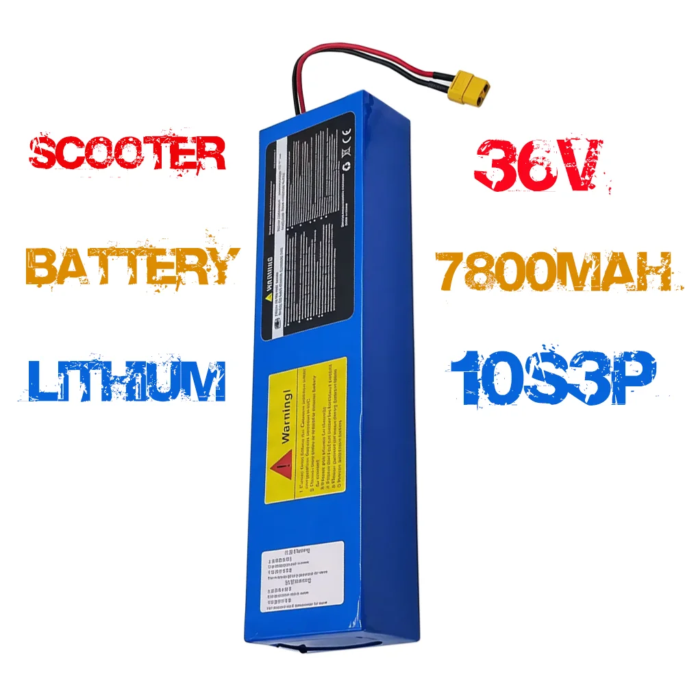 36V 7800mAh 18650 10S3P Rechargeable Li-ion Battery Pack with BMS, XT30 JST Plug for 42V Electric Scooter Replacement