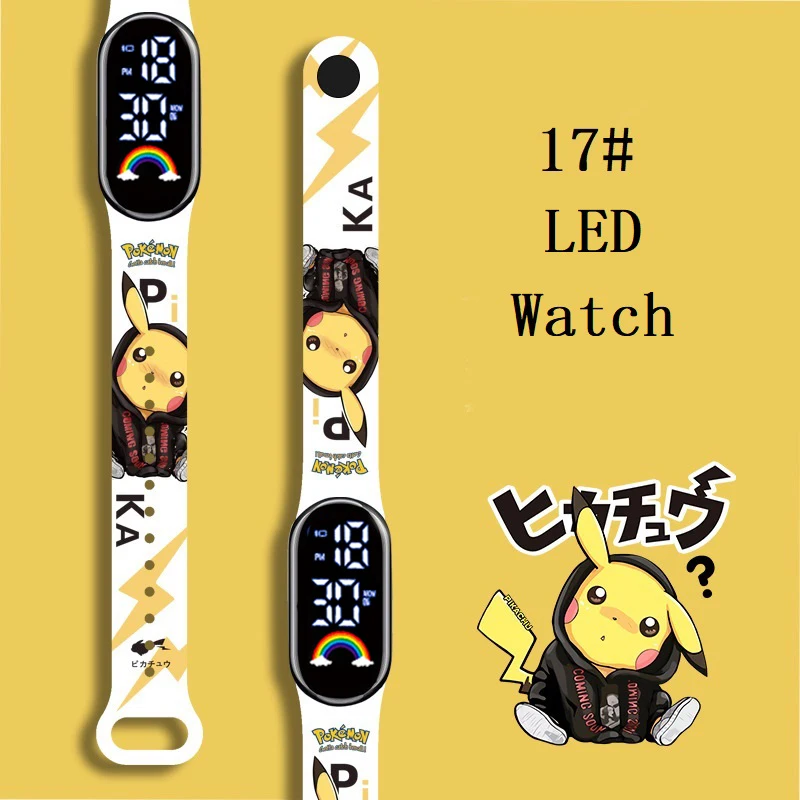 Pokemon Strap LED Electronic Watch Fashion Colorful Bracelet Touch Waterproof Anime Character Pikachu Children's Birthday Watchs