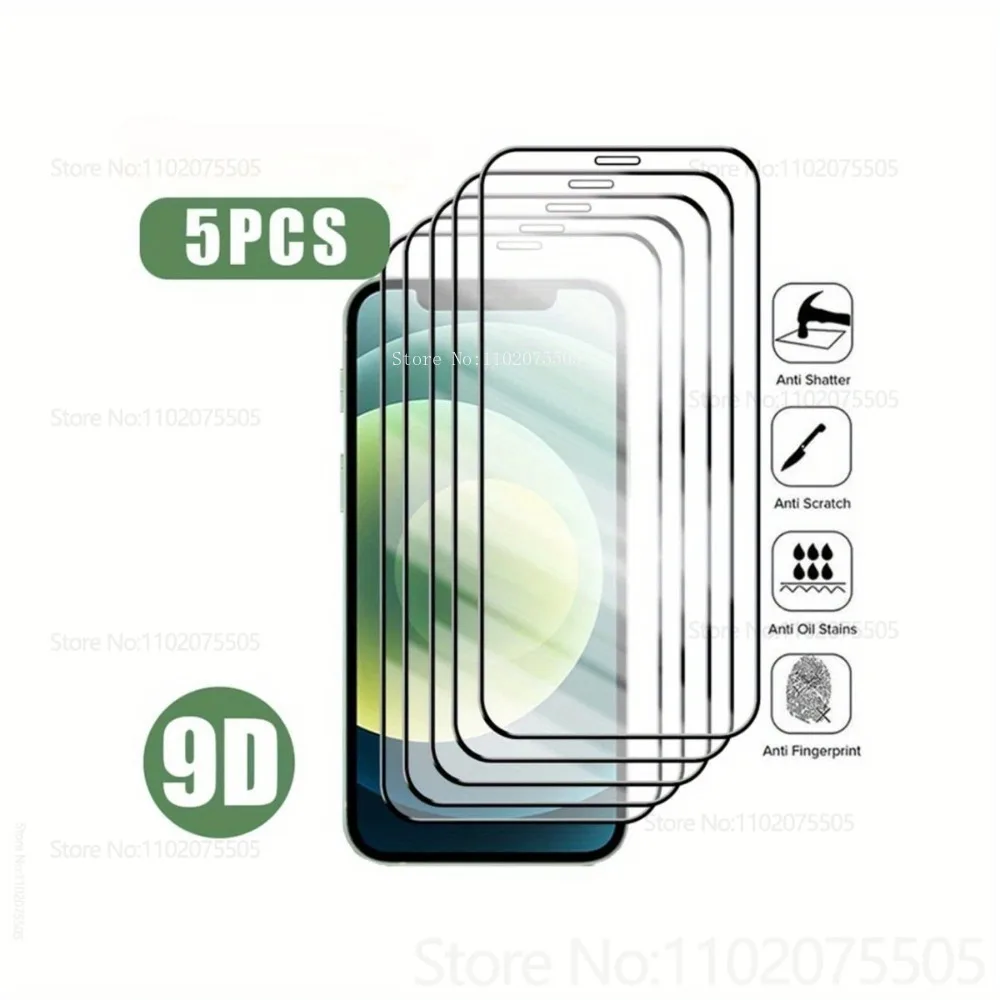 5 قطع من الزجاج المقسى المقاوم للخدش لهاتف آيفون 17 إير 15 16 برو ماكس 14 بلس واقي شاشة شفاف عالي الدقة 17 برو ماكس 11 12 13 برو ماكس