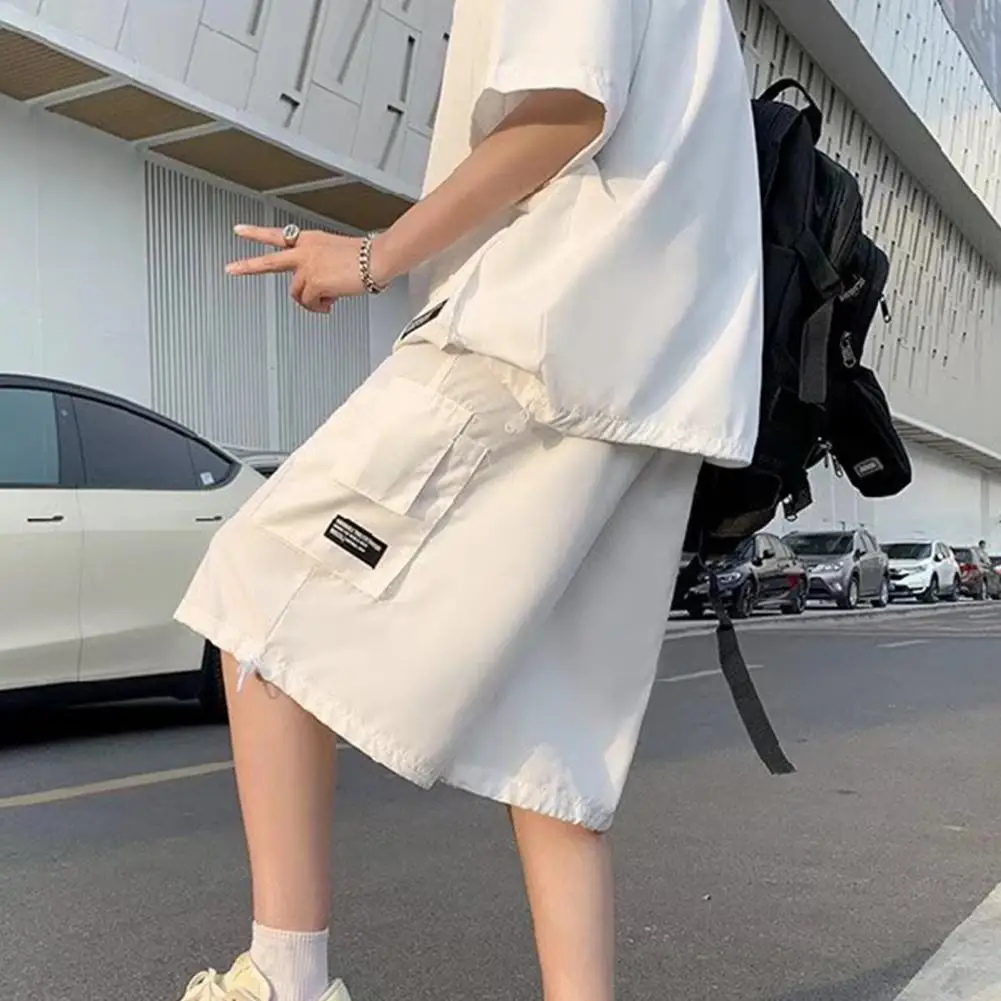 Cargo Pants Short Suit Male Summer Solid Color Loose Tshirts And Shorts 2 Piece Set Korean Style Outdoor Casual Tracksuit Men