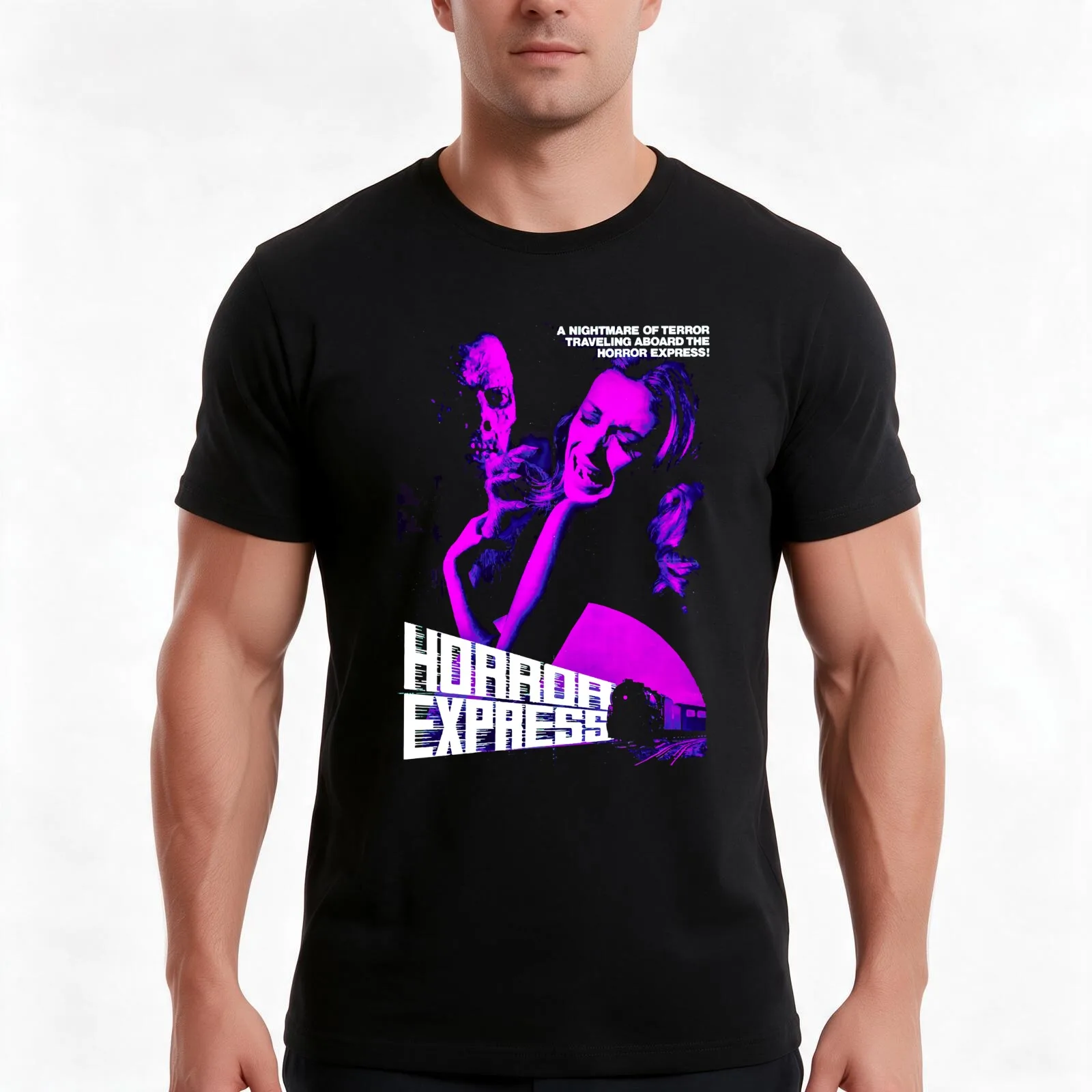 Horror Express Classic T-Shirt, Summer Casual Cotton Tee, Oversized Streetwear Tops, Vintage Graphic Print, Unisex Men Women