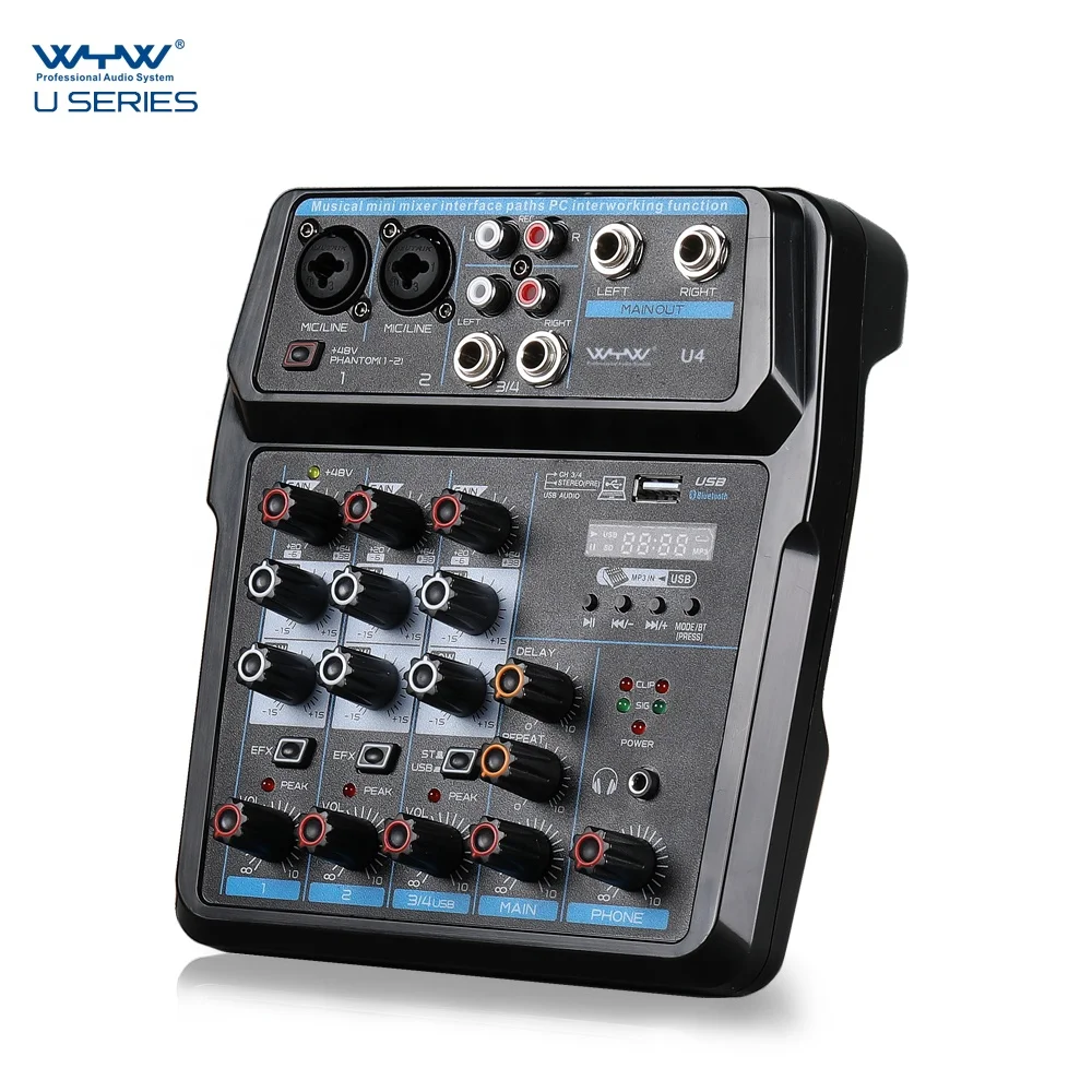 6 and 4 channel USB audio mixer console