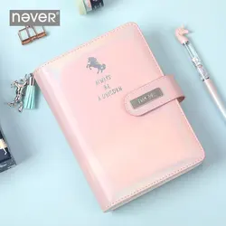 Never Yiwi Pink A6 Binder School Folder 6 Loose Leaf Ring Notebook budget organizer Notebook School supply kawaii