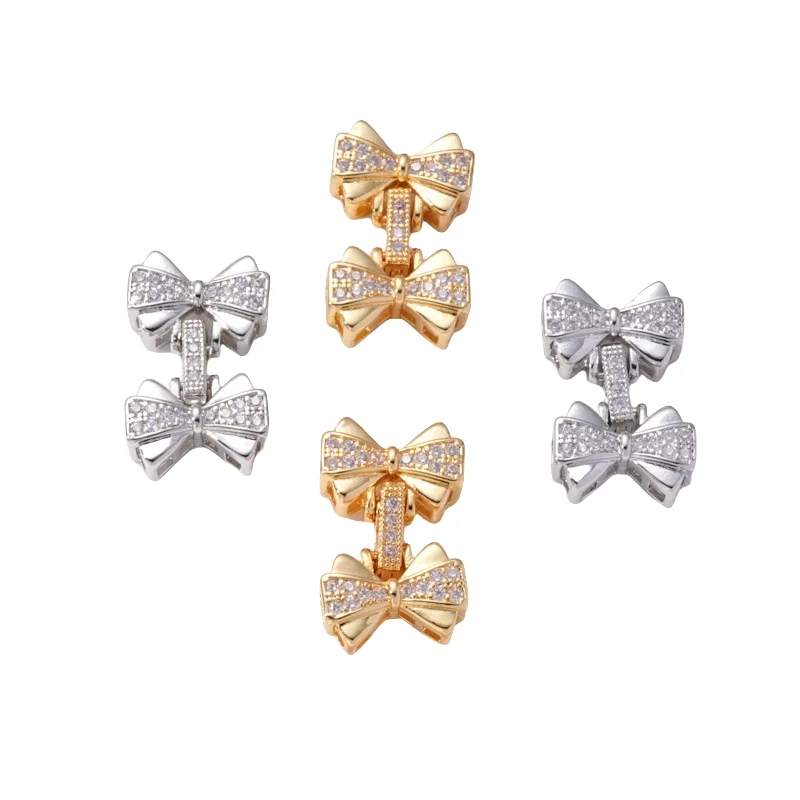 1 Piece Copper Gold-plated Pearl Necklace Connection Buckle Bow Snap Buckle DIY Jewelry Production Material Accessorie Wholesale