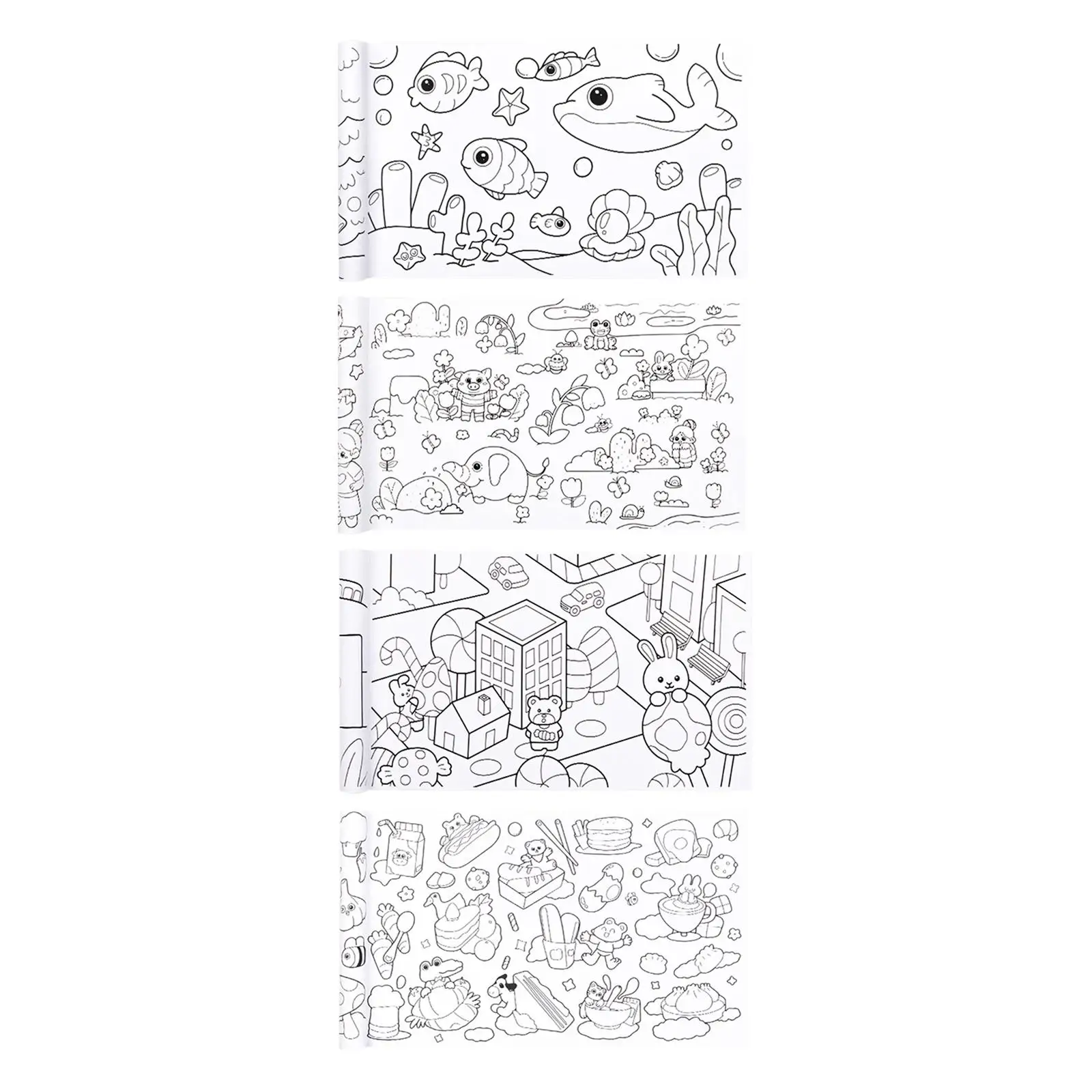 Children Coloring Paper Roll Coloring Poster 30Cmx300cm Sticky Drawing Paper Roll Rich Patterns Coloring Painting Paper