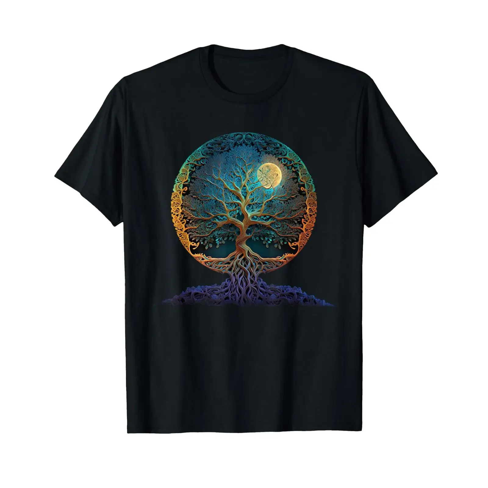 Tree of Life Yoga Zen Namaste Meditation T Shirt vintage Washed Unisex fashion Breathable Stylish Soft streetwear Versatile