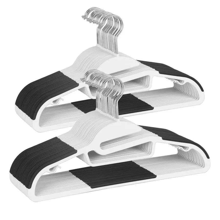 

50 Pack Plastic Hangers, Heavy Duty Clothes Hangers with NonSlip Pads, Space Saving Easy Slide Organizer for Bedroom Closet, Gre