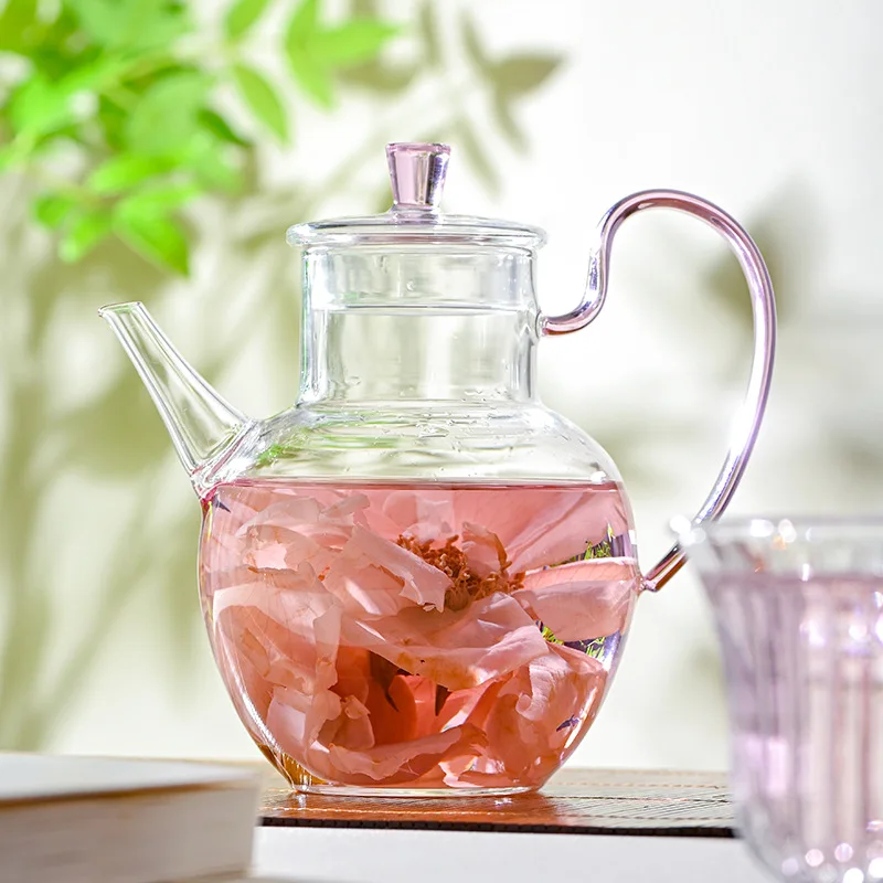 

Large Capacity Apple Shape Glass Teapot High Borosilicate Heat Resistant Flower Tea Pot for Stove Use