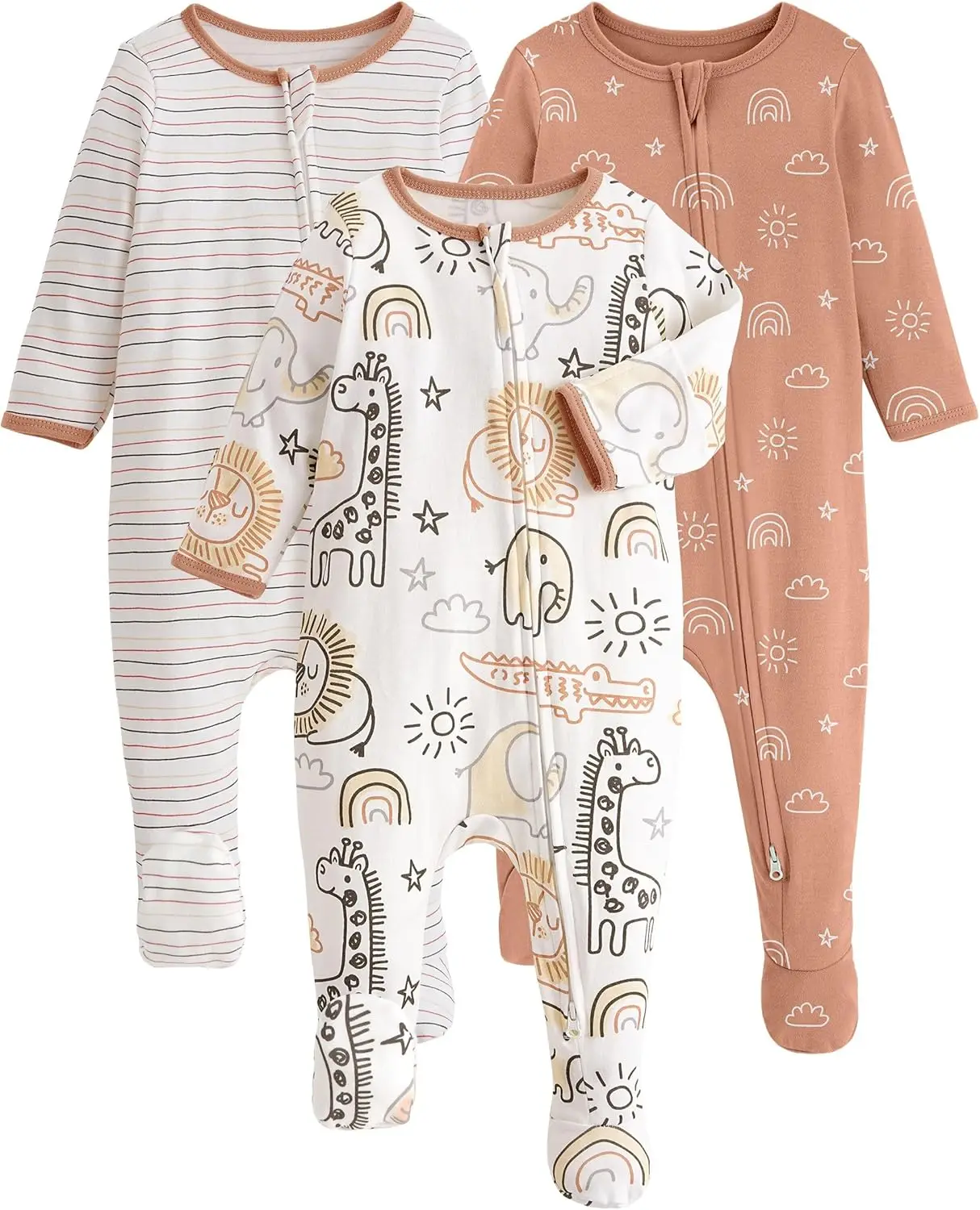 Pijamas para Bebé 100% Algodón Orgánico, Conjuntos de Dormir para Recién Nacidos de 0-3, 3-6, 6-9 Meses, Ropa para Niños y Niñas, 3 Piezas, Pijamas con Pies