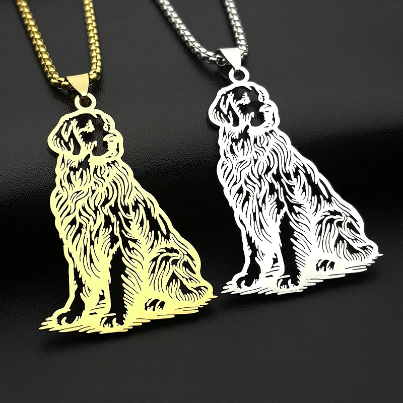 Collar con colgante de perro Golden Retriever para mujeres y hombres, acero inoxidable, Color dorado, Animal, cachorro, cachorrinho, amigos, cadena familiar, joyería