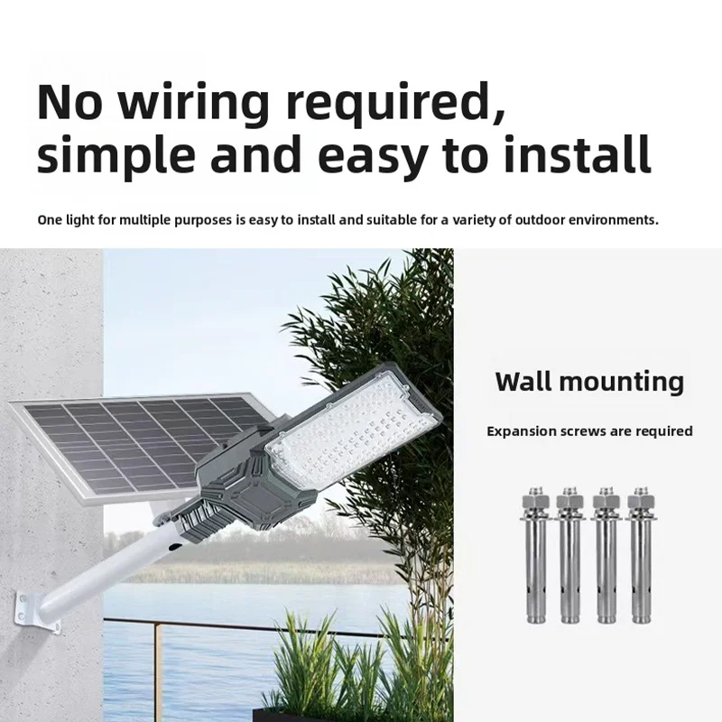 RUISENZHUO Lampione stradale a energia solare commerciale, lampione solare,Luce stradale solare impermeabile per esterni, Luci solari per esterni dal tramonto all'alba per la notte