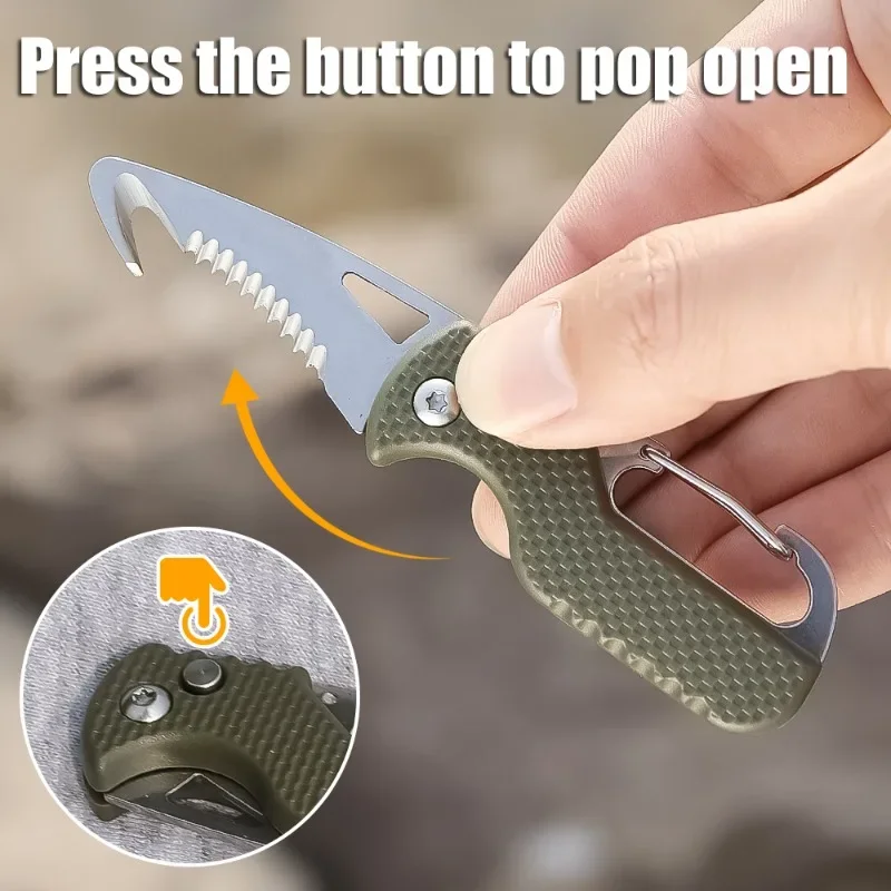 Mini Folding Knife Keychain Pocket Knife Stainless Steel Ultra Sharp Portable for Hunting Camping Outdoor EDC Gear Lightweight - view 3