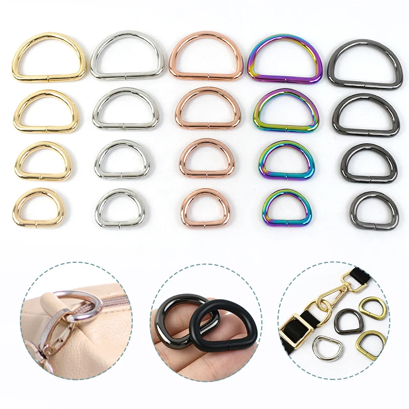 30Pcs Meetee 12-50mm Metal O D Ring Buckle Bag Strap Adjust Clasp for Garment Handbag Belt Buckles DIY Craft Hardware Accessory