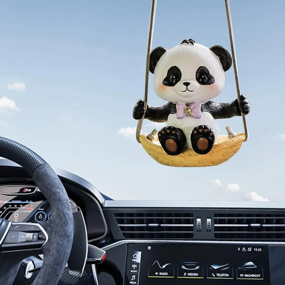 YOUZI Swinging Panda Car Hanging Ornament Car Rear View Mirror Pendant For Interior Car Auto Decoration Ornaments Accessories