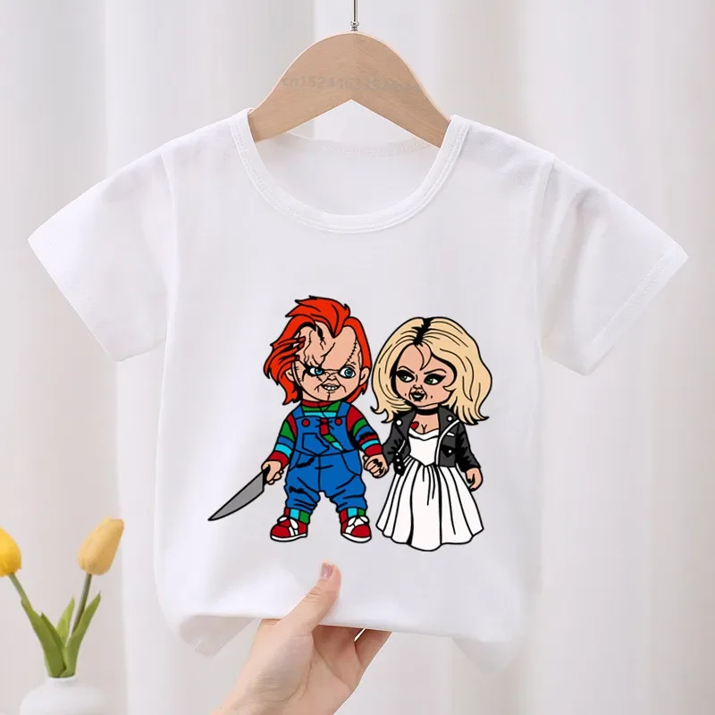 Kids T shirt Horror Killer Good Guys Chucky Graphic Boys T-Shirts Halloween Baby Girls Clothes Funny Summer Children Tops