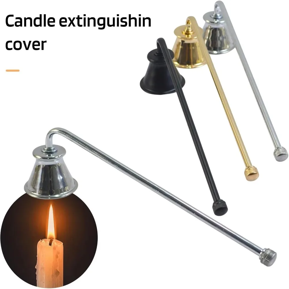 Vintage Bell-shape Candle Snuffer Gold/Black/Silver Metal Fire Extinguisher 18cm Handle Wick Cover Home