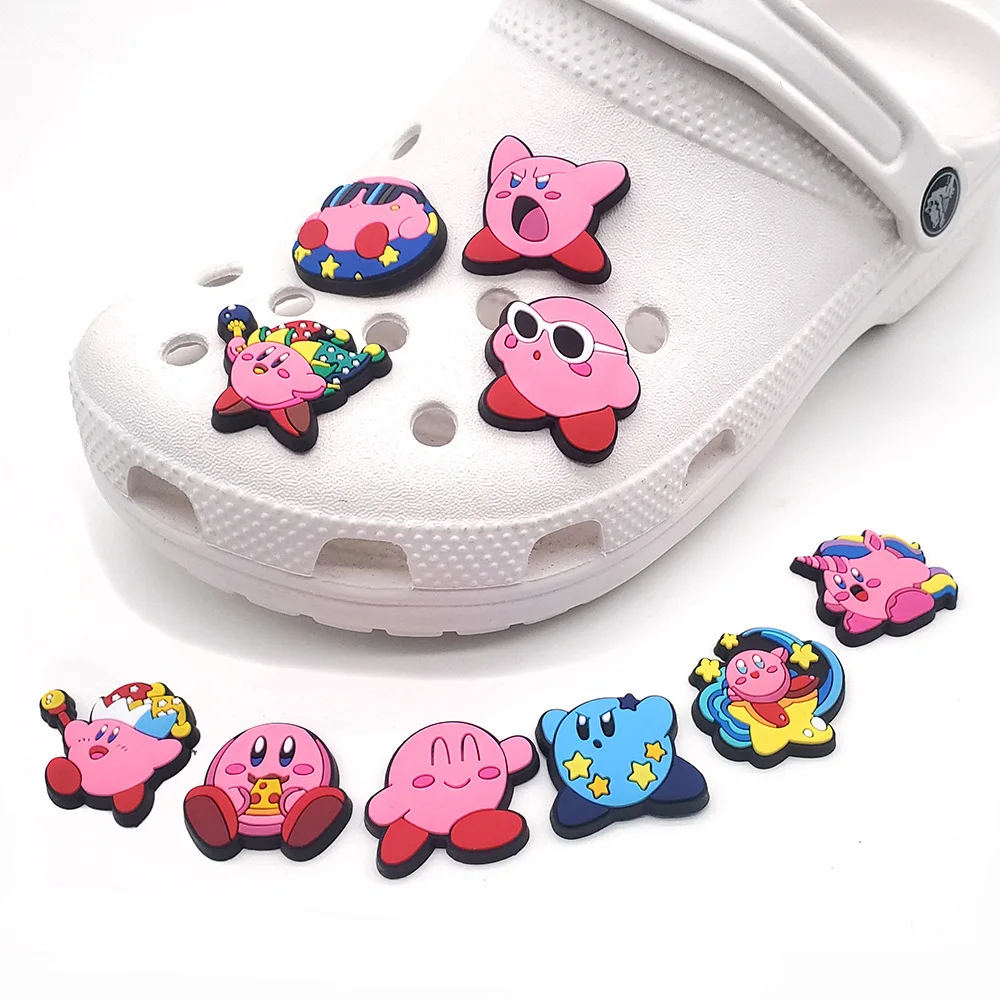 10pcs set cartoon design PVC Shoe Charms Cute Pink Star Character Detachable Clog Shoe DIY Decor Accessories Gift for Unisex