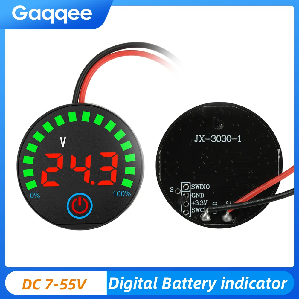 DC 7-55V Lithium Battery Tester Voltage Level Display with Low Voltage Alarm Electric Vehicles Battery indicator