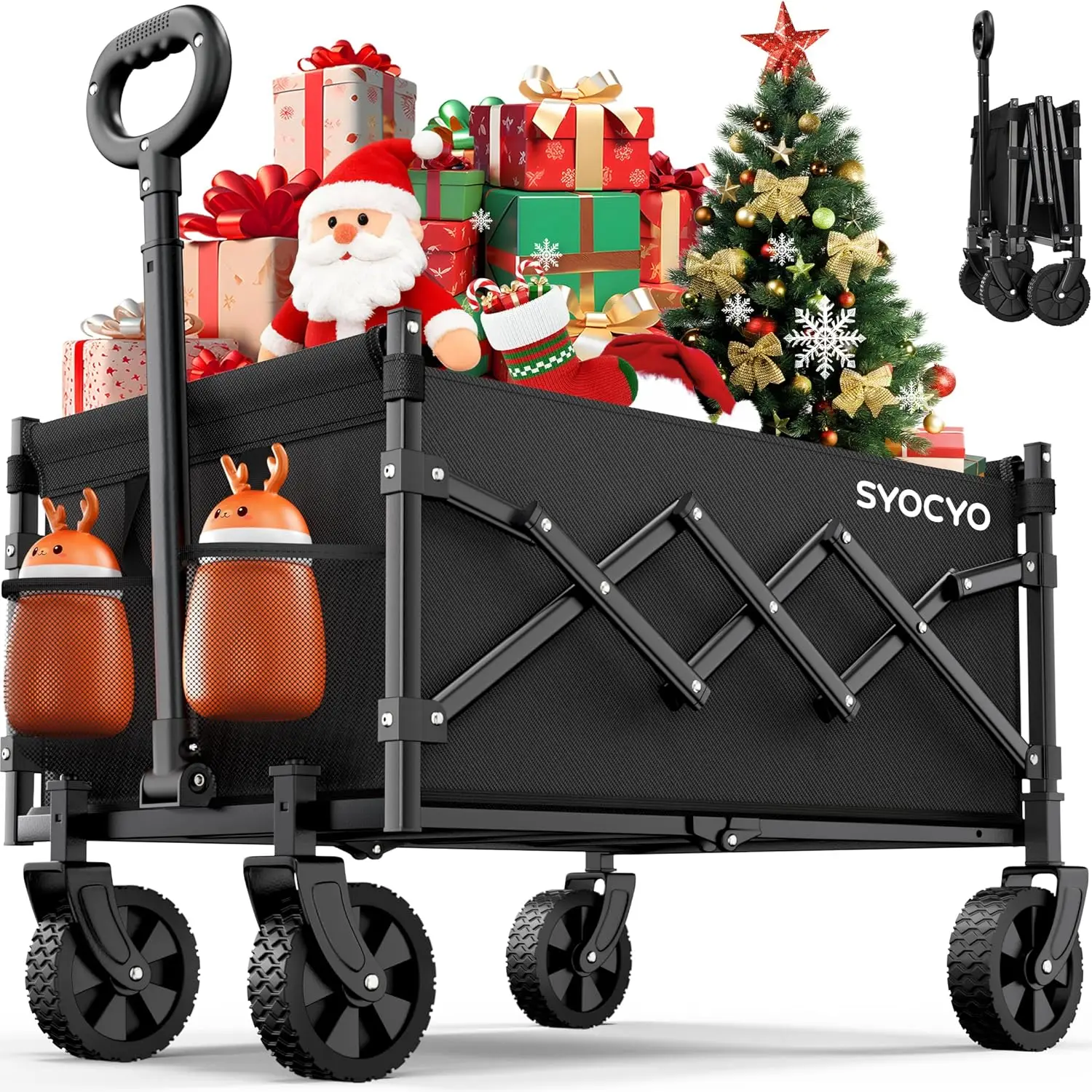 

Foldable Wagon Cart 220lbs Lightweight Portable Utility Shopping Garden Sports Wheels