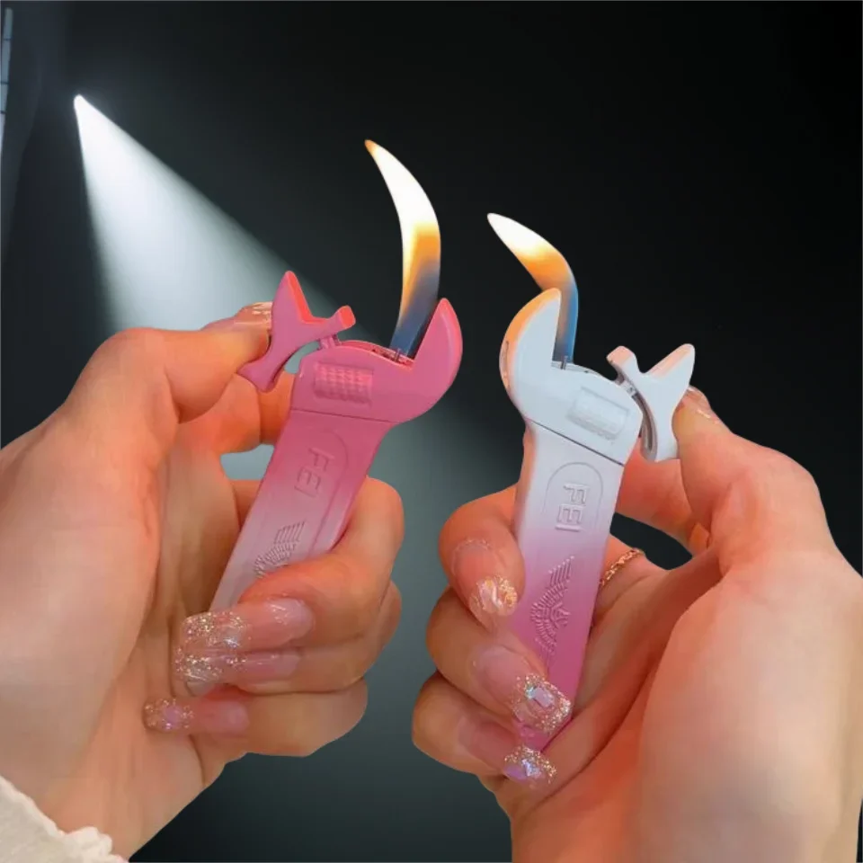 

Inflatable Lighter Butane Torch Cute Mini Pink Metal Lighter Smoking Gadgets For Men Open Flame Cigarette Lighter Gift 2025